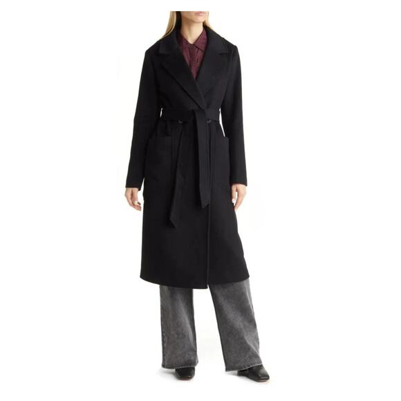 NWT Halogen Belted Wool Blend Coat Size Large - Picture 1 of 12